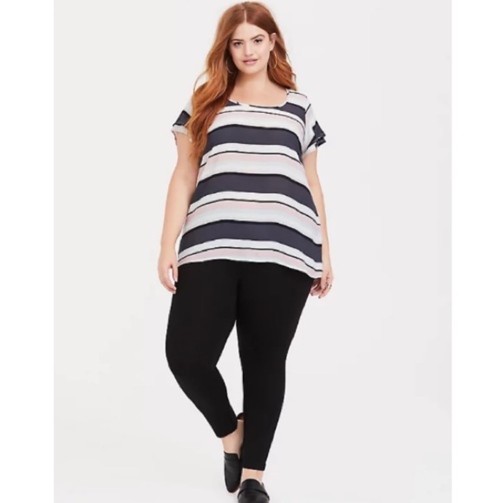 Torrid Multi Stripe Georgette Flutter Sleeve Top - image 4
